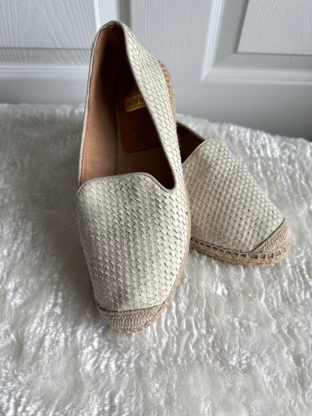 Kanna Leather Woven Espadrille Flats Size 7.5